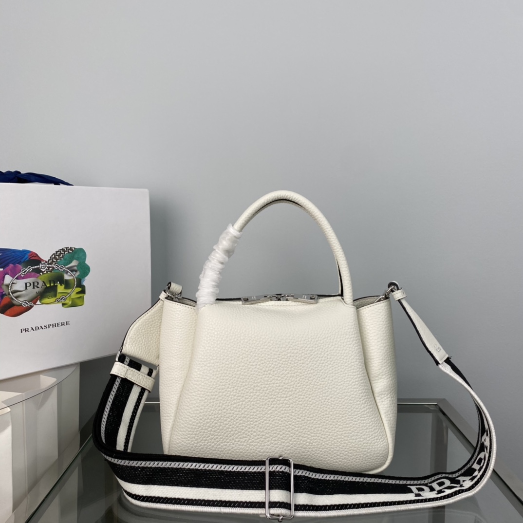 Prada Small Leather Shoulder Bag Handbag White 1BC145